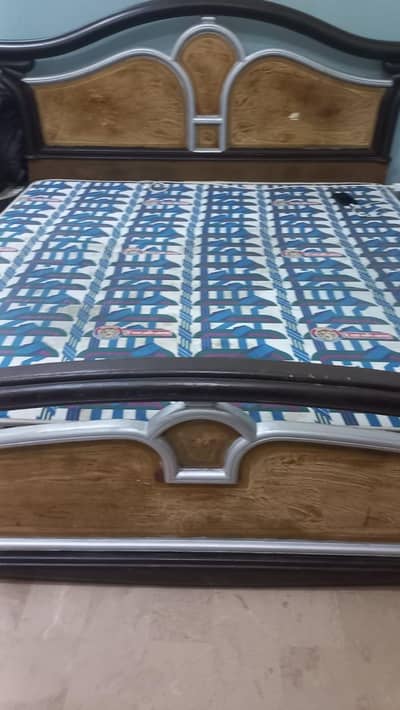 Double Bed + Mattress – Wooden Carving Design
