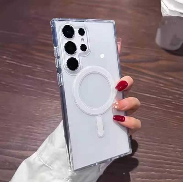 Samsung S25 S24 S23 S21 S20 Luxury Acrylic MagSafe Case with Camera Lens Protection and Wireless Charging