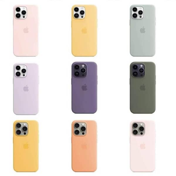 Official New Luxury Silicone Case for iPhone 11 Pro Max, 12, 13, 14, 15, 16, 17 Pro / Plus — Leather Polo Case in Natural Titanium, Black, Deep Purple, Blue, Orange