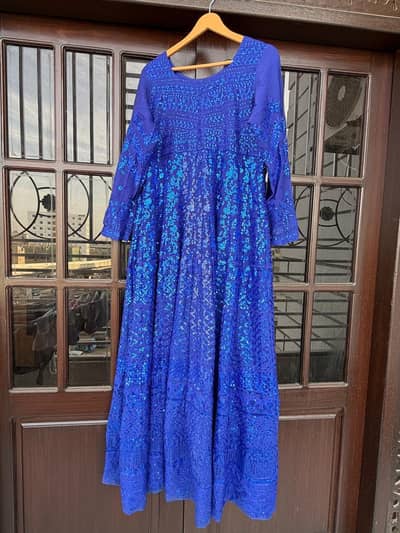Asim Jofa Royal Blue Fully Embroidered Maxi – 3 Piece Formal Dress