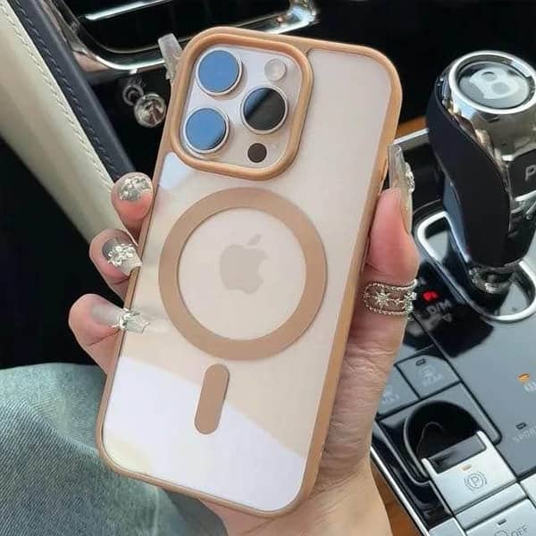Colourful Acrylic Side Border Case for iPhone 14–17 Pro Max (Plus Sizes) with Camera Lens Protection – Leather-style Desert, Black, Natural Titanium, and MagSafe