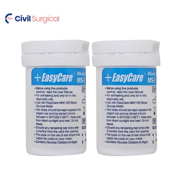EasyCare Blood Glucose Test Strips | Pack of 25 & 50 (25x2 Twin Vials) | Compatible with EasyCare Glucometer | No Coding Required High-Accuracy Sugar Testing Strips