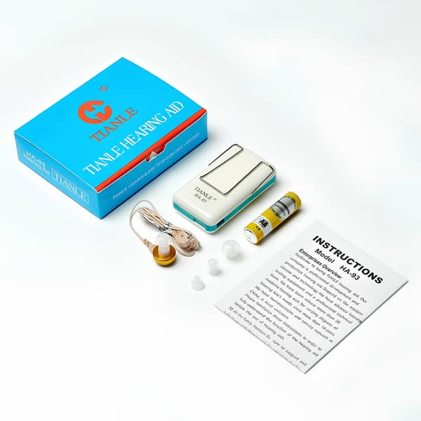 Original Tianle HA-93 Box-Shaped Hearing Aid | Pocket Sound Amplifier with Earphones & Adjustable Volume Control