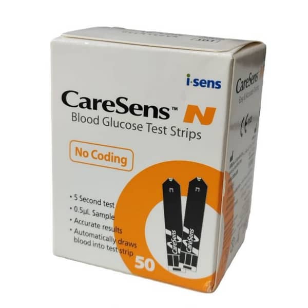 CareSens N Blood Glucose Test Strips | Original No-Coding Diabetes Sugar Testing Strips (Pack of 50 & 100 Available)