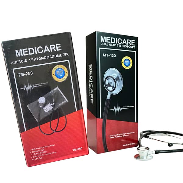 BP Apparatus with Stethoscope | Manual Blood Pressure Monitor & Stethoscope Kit (Medicare TM-250 & MT-120)