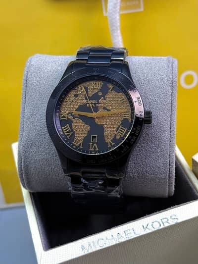 Michael Kors Layton Black Crystal Pave Dial Gold Women's Fashion Watch