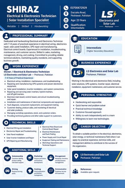 Electrical technician solar installation And Electronics ETC