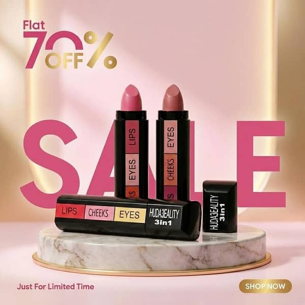 Korean Style 3-In-1 Makeup Pen: Lip, Cheek, and Eye Essentials with Gold Shimmer Highlighter