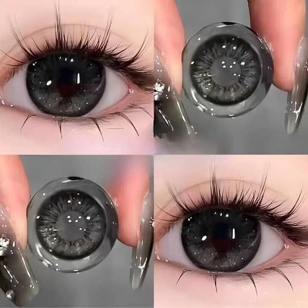 Premium Coloured Lenses for Girls - Soft Eye Lens Grey & Charcoal - Aesthetic Korean Lenses for Girls with Free Case , Cosmetic Eye Lenses for Girls Korean Style - Natural Gray Eye Lens - Girls Lense Beauty Eyewear Accessories / Lenz for Girls