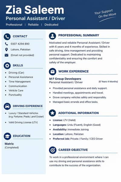 Personal assistant and driver