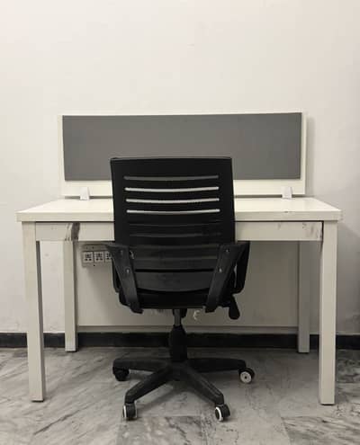 Computer work station slightly used with chair and switch board
