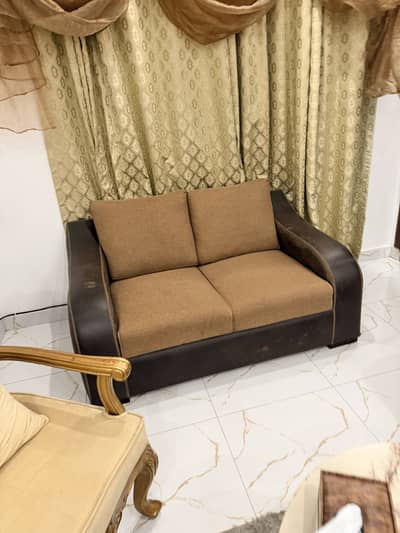 6 seater sofa set leather back recently deep cleaned