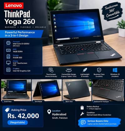 Lenevo Thinkpad Yoga 260 Core i5 6th Gen | 512GB SDD | 16 GB RAM