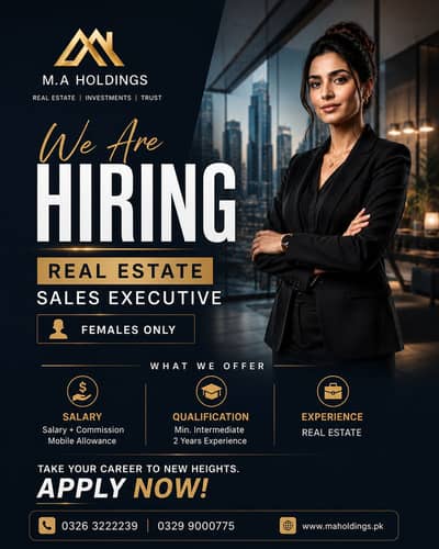 Female Real estate Exective Required | Need Female Real estate worker