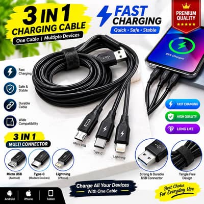 Premium 3-in-1 Fast Charging Cable