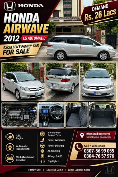 Honda Airwave 2012 1.5 Automatic for sale Car overall well-maintained