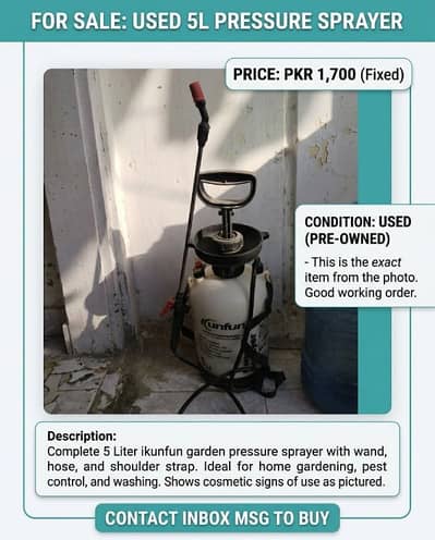 5L Manual Pressure Sprayer Bottle  Used