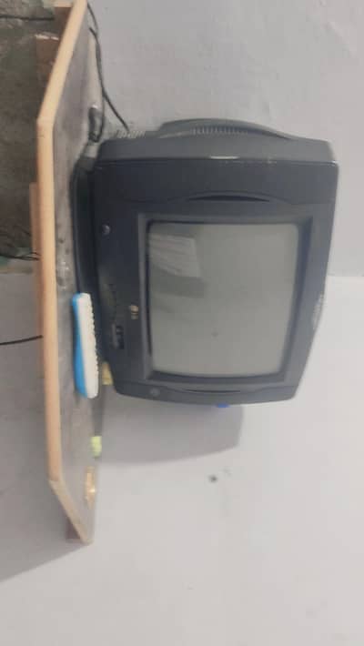 TV . TV stand . dish and bosater
