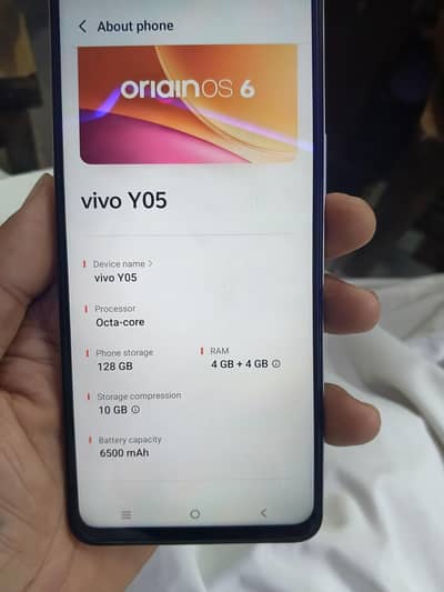 Vivo mobile y05 4*4 128 gb full box 10 month warranty 10 bay 10
