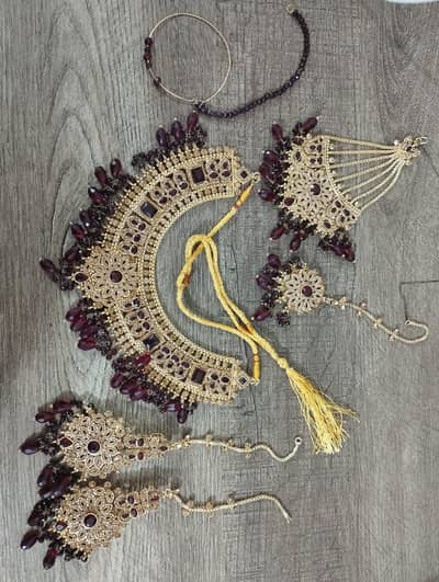Bridal Jewellery Set with Necklace, Earrings, Nose Ring, Jhomar & more