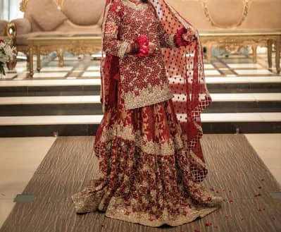 Beautiful Red £ Golden Bridal Lehnga Choli Heavy Embroidery