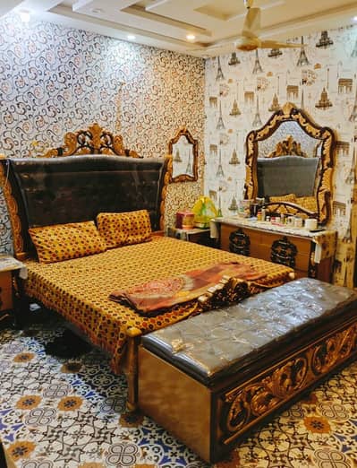 king size wooden bed Set with side tables and Dressing table