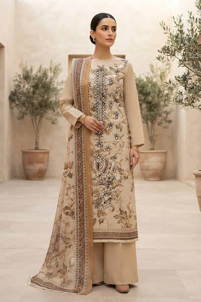 Dhanak Unstitched embroidered 3 piece with wool shawl