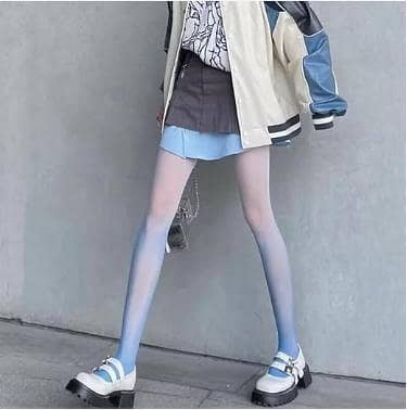Women Blue Gradient Tights - Stretchable Gradient Color Pantyhose Stockings R5907