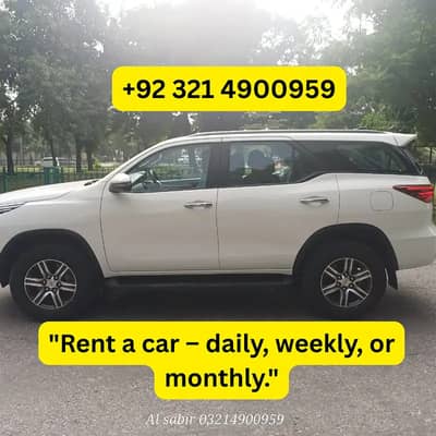 Fortuner - Car Rental, Rent a Fortuner Daily, weekly, Monthly Availble