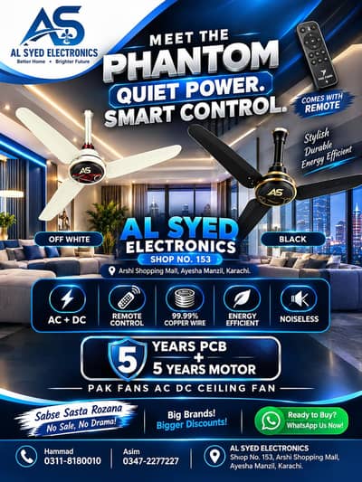Pak fan New 5 years warranty Ac/dc phantom black and off white