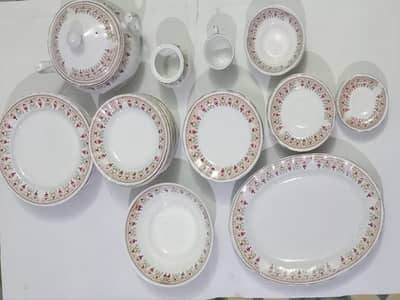 Cheeni (Ceramic) Dinner Set - 33 Pieces, Flower Design