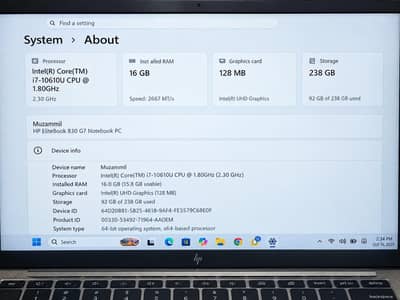 HP Elitebook Core i7 10th Gen