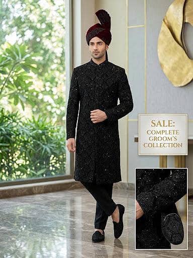 grooms sherwani,  shose,  and turban