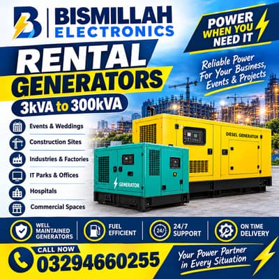 Rent A Generator in Lahore / Rental Event Generator  services
