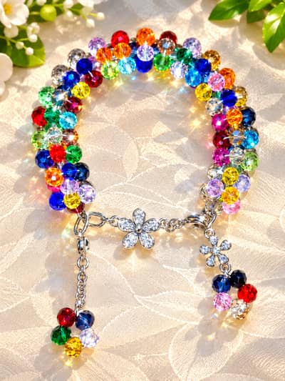 Beautiful Multicolor Crystal Beaded Bracelet for Girls & Women