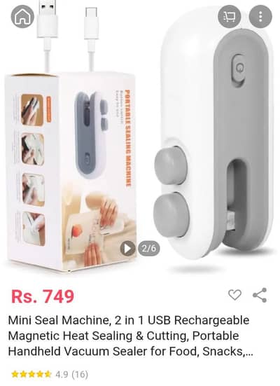 mini rechargable 2 in 1 sealer. 100/100