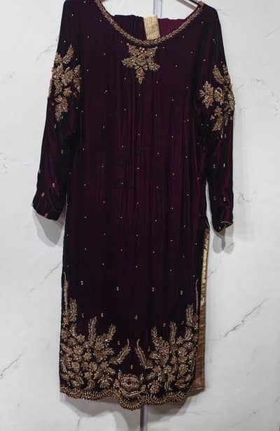 wedding wear/velvet 3pc dress/Wedding velvet dress