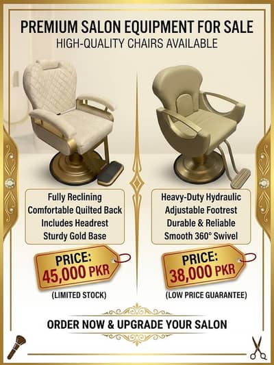 Premium Salon Chairs for Sale | Reclining & Hydraulic Barber Chairs