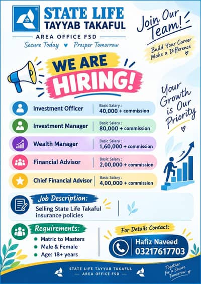 Investment officer/Part Time Job/Student Job/Sales job/insurance job