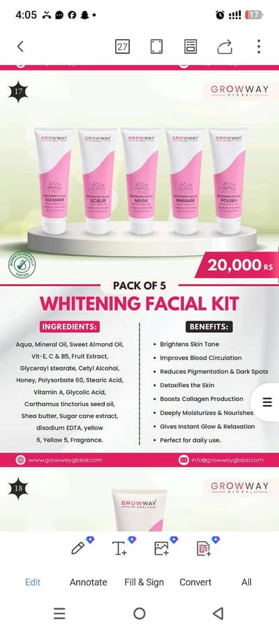 Grow Way Global Whitening Facial Kit – Pack of 5