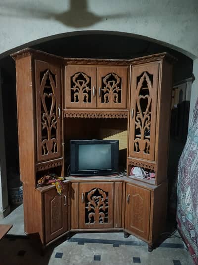 Wooden Corner Showcase / TV Cabinet with Storage