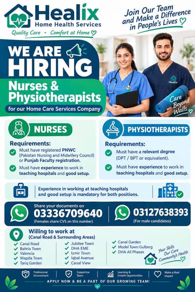 Nurses, Physiotherapist Required