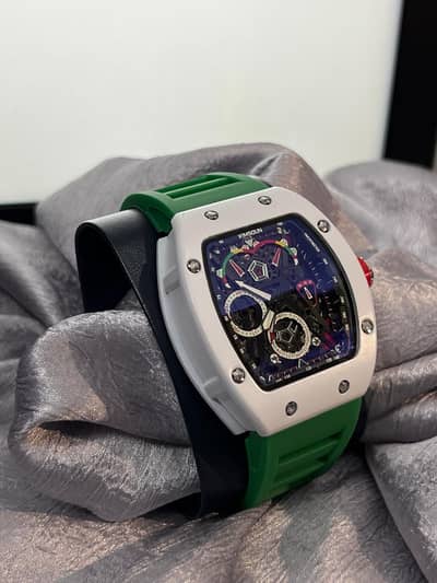 en’s Skeletal Dial Fashion Watch, Rubber Strap, 5 Colors