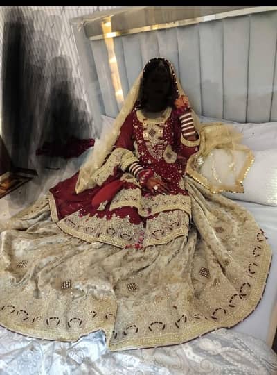 Bridal Farshi Suit Mehroon And Fone