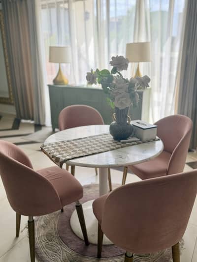 Dining table marble top with 4 chairs