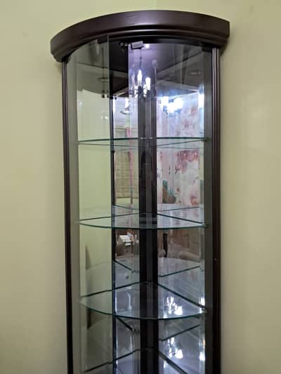 Premium Curved Glass Corner Display Cabinet / Showcase