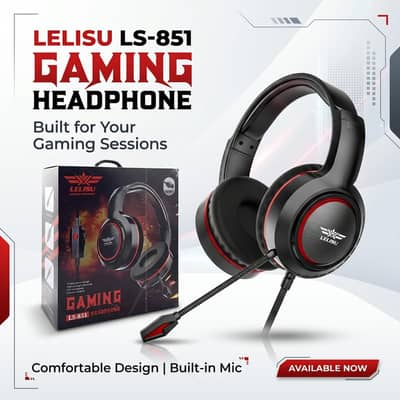LELISU LS-851 Gaming Headphones with Mic | Black & Red