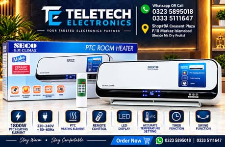 1800W PTC Room Heater with Remote Control  available on winter sale