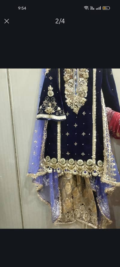 Heavy Embroidered Velvet Party Wear Suit - 3 Piece