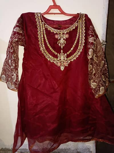 Maroon Golden Embroidered wedding Wear Suit for Women